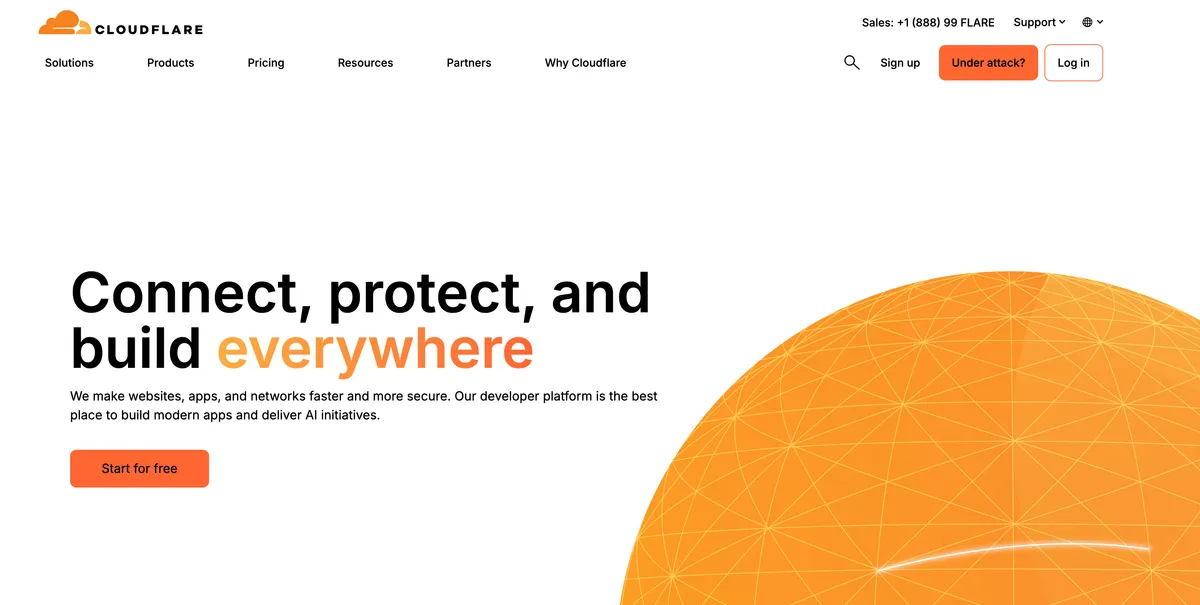 Cloudflare landing page